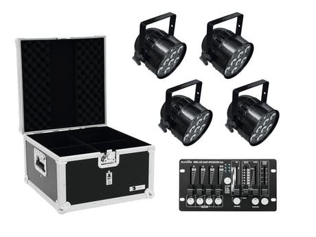EUROLITE Set 4x LED PAR-56 QCL bk + Custodia + Centralina