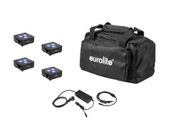 EUROLITE Set 4x AKKU Flat Light 3 bk + caricatore + borsa morbida
