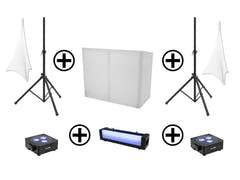 EUROLITE Set AKKU 2x Flat light 3 bk + Bar-6 + Supporti