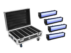 EUROLITE set 4x AKKU Bar-6 Glow QCL + case con funzione di ricarica