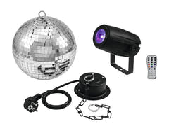 EUROLITE Sfera a specchi 20cm con motore + LED PST-5 QCL Spot bk