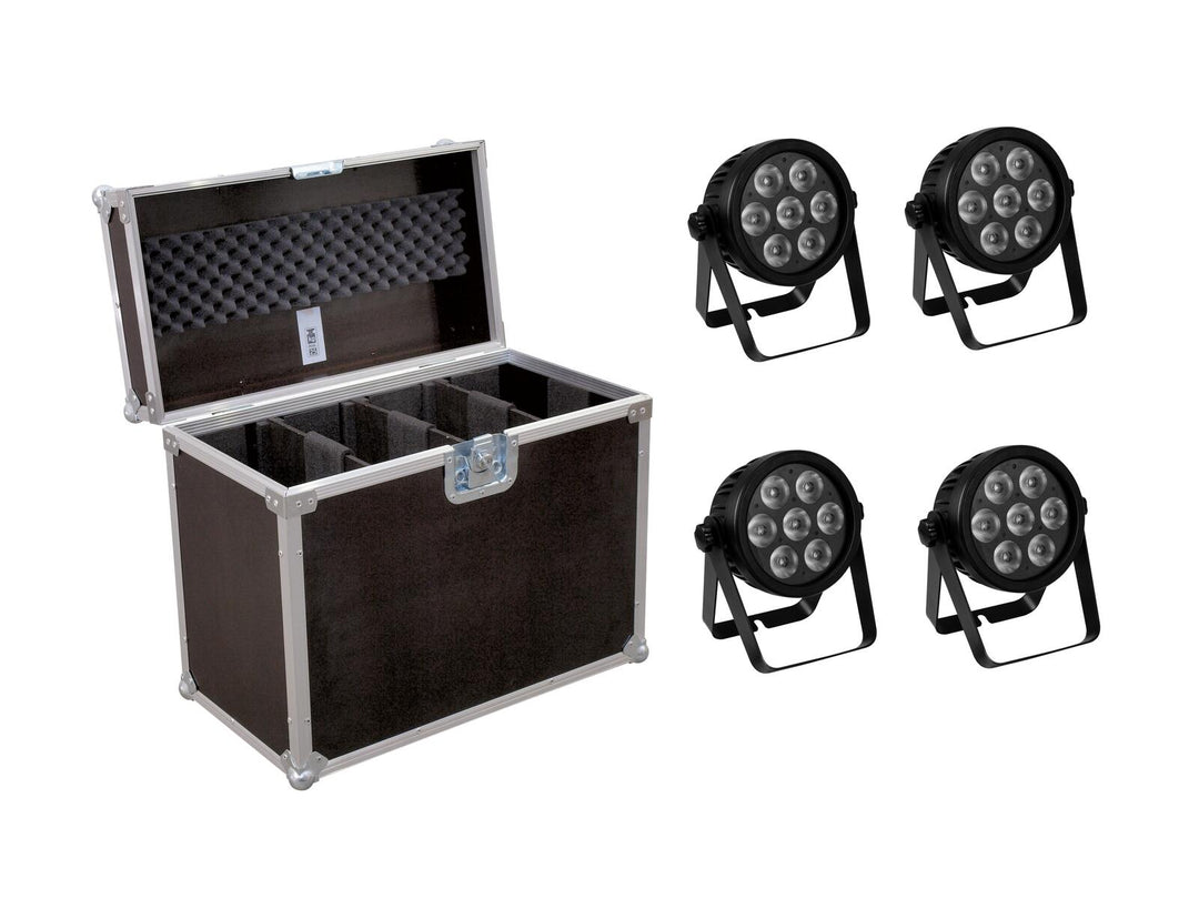 EUROLITE Set 4x LED 7C-7 Silent Slim Spot + Custodia