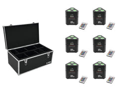 EUROLITE Set 6x AKKU TL-3 TCL Trusslight QuickDMX + Custodia TDV-1