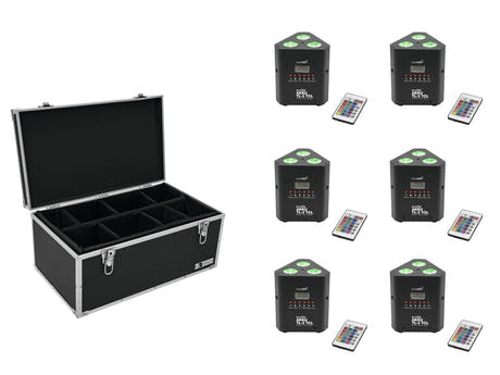 EUROLITE Set 6x AKKU TL-3 TCL Trusslight QuickDMX + Custodia TDV-1