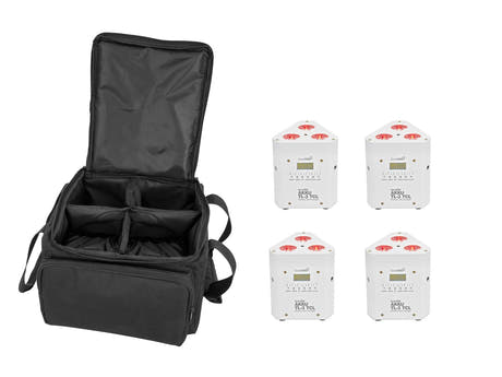EUROLITE Set 4x AKKU TL-3 TCL bianco + SB-4 Soft Bag