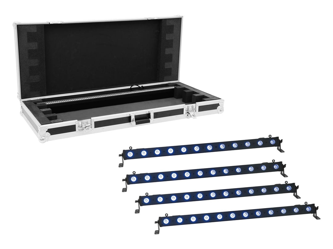 EUROLITE Set 4x LED BAR-12 QCL RGB+UV Barra + Custodia