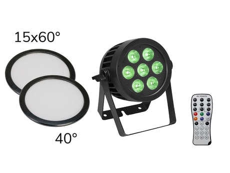 EUROLITE Set LED IP PAR 7x9W SCL Spot + 2x coperture Diffuser (15x60° e 40°)