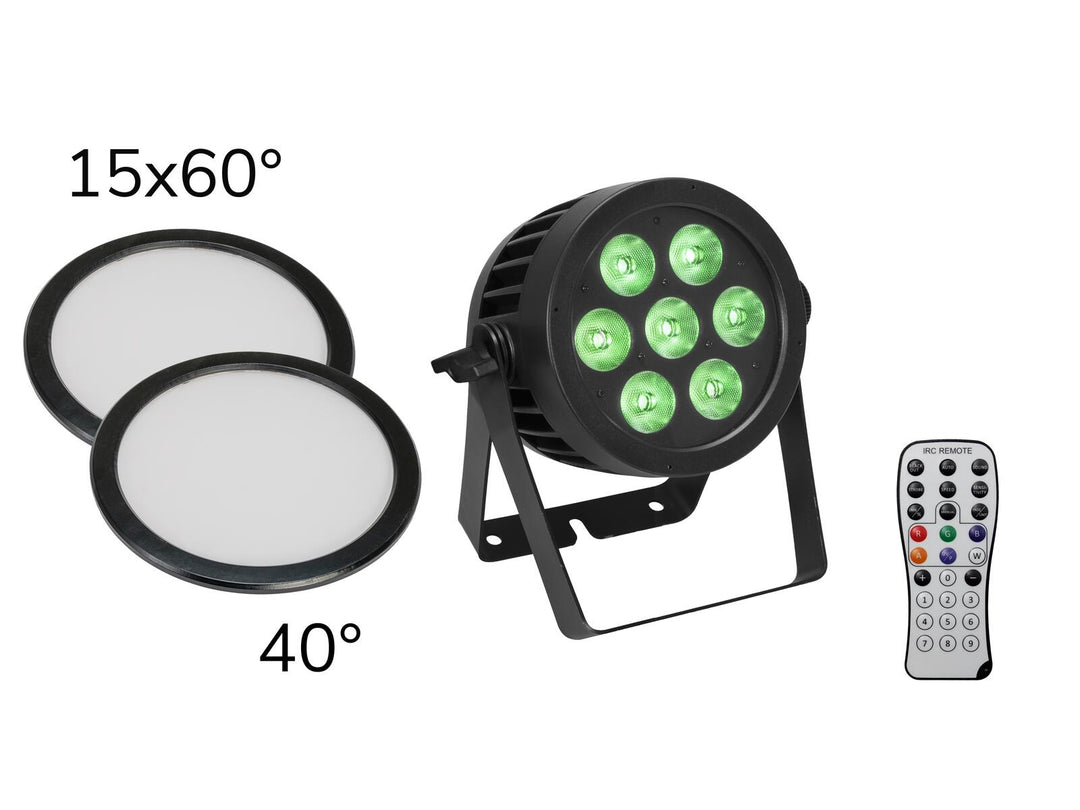 EUROLITE Set LED IP PAR 7x9W SCL Spot + 2x coperture Diffuser (15x60° e 40°)