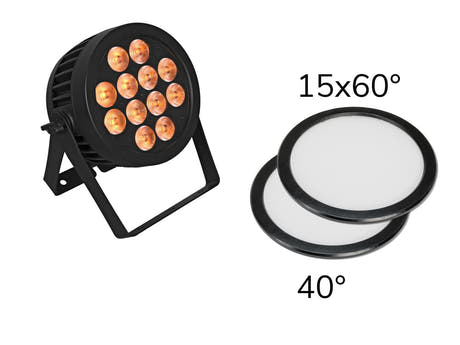 EUROLITE Set LED IP PAR 12x9W SCL Spot + 2x coperture diffusore (15x60° e 40°)
