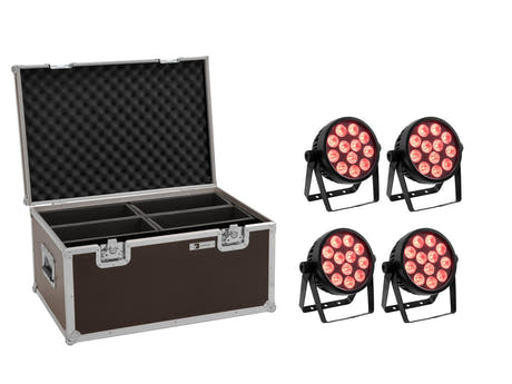 EUROLITE Set 4x LED 7C-12 Silent Slim Spot + Custodia
