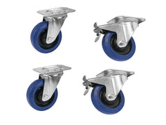 ROADINGER set ruote girevoli 100mm blu 2x RD-100 + 2x RD-100B con freno