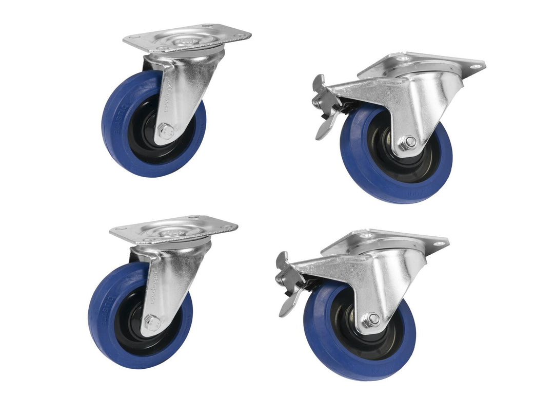 ROADINGER set ruote girevoli 100mm blu 2x RD-100 + 2x RD-100B con freno