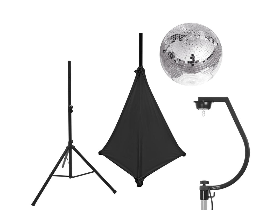 EUROLITE Set sfera a specchi 30cm con stand e cover nera per treppiede