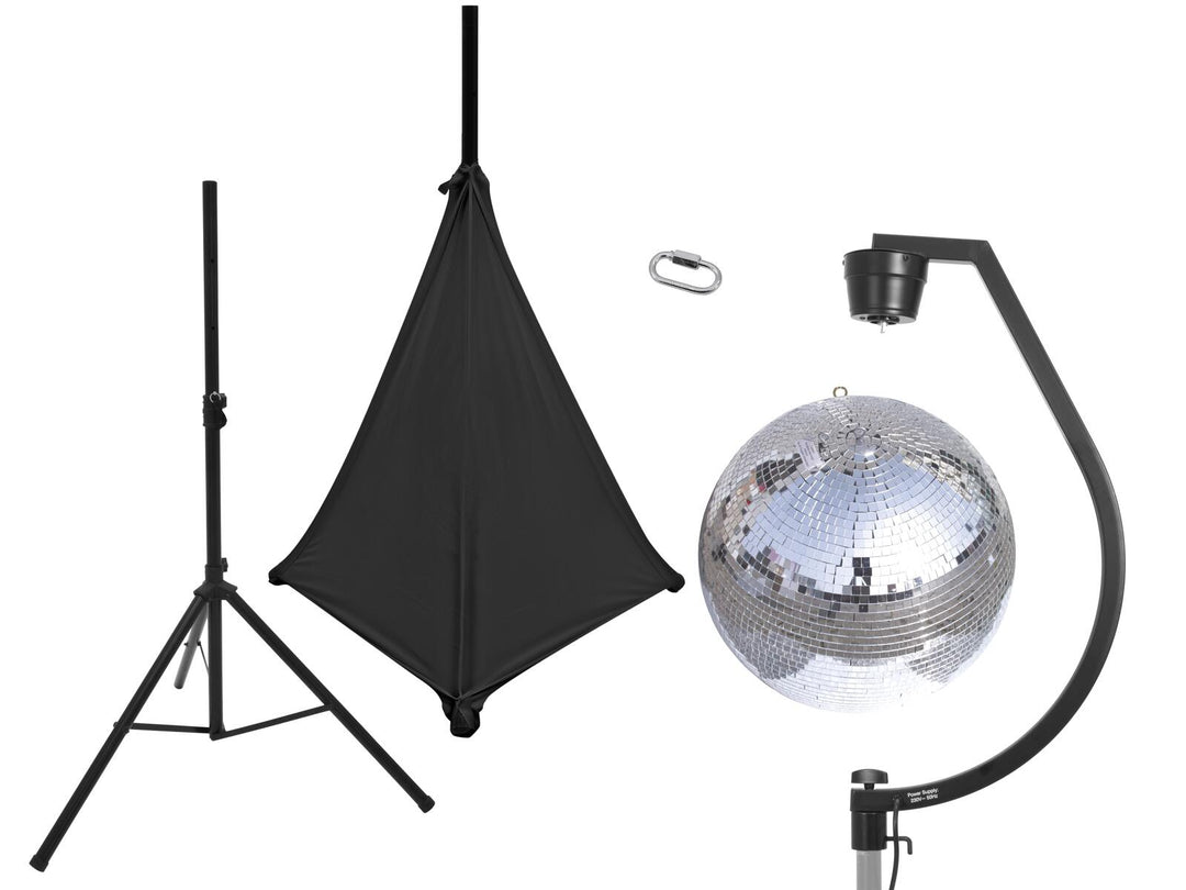 EUROLITE Set sfera a specchi 50cm con stand e cover nera per treppiede