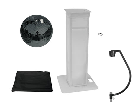 EUROLITE Set sfera a specchi 50cm nera con supporto da terra Stage variabile + Cover nera