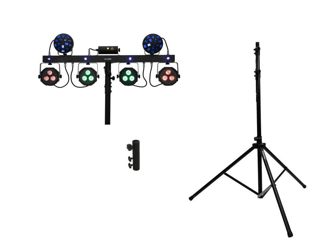 EUROLITE Set LED KLS Laser Bar Next FX Light Set + supporto per sistema di altoparlanti M-4