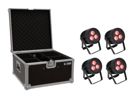 EUROLITE Set 4x LED IP PAR 3x9W SCL Spot + Custodia