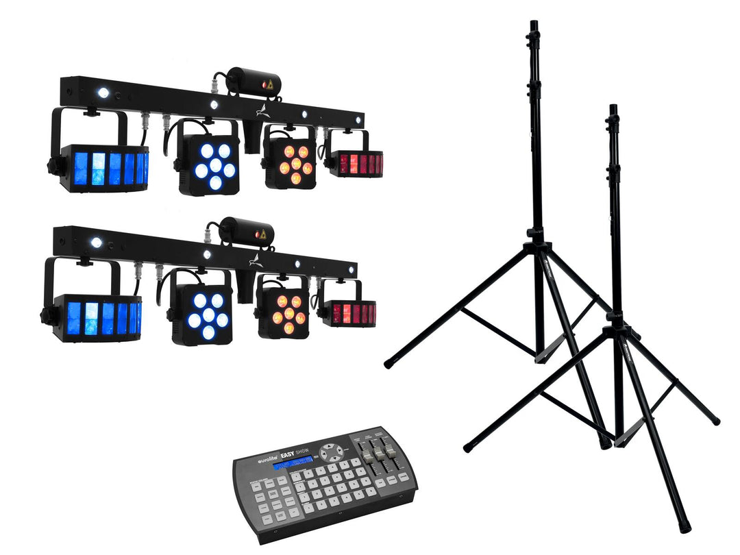 EUROLITE Set 2x LED KLS Laser Bar PRO + Easy Show + supporto per sistema di altoparlanti 2x M-4