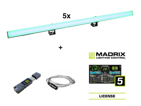 EUROLITE Set 5x LED PR-100/32 Pixel DMX Rail + software Madrix