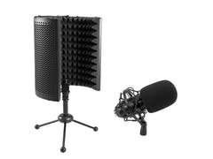OMNITRONIC Set MIC CM-78MK2 Microfono a condensatore a diaframma largo + Sistema di assorbimento per microfono da tavolo AS-04