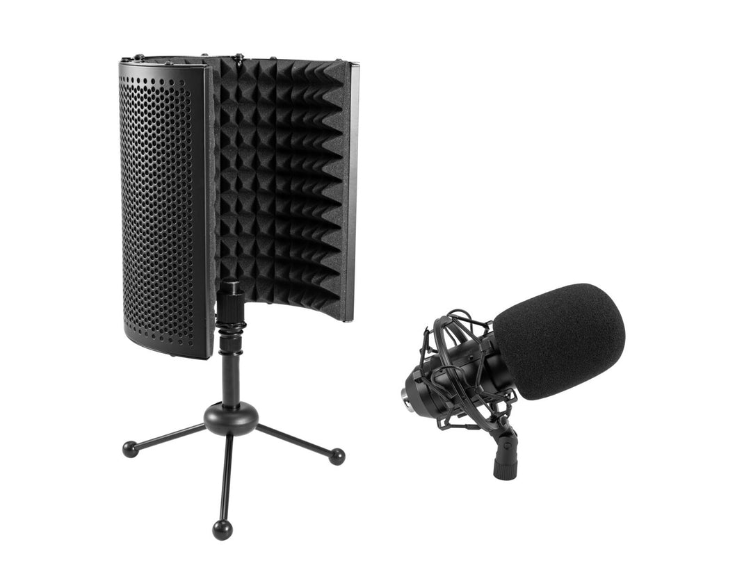 OMNITRONIC Set MIC CM-78MK2 Microfono a condensatore a diaframma largo + Sistema di assorbimento per microfono da tavolo AS-04