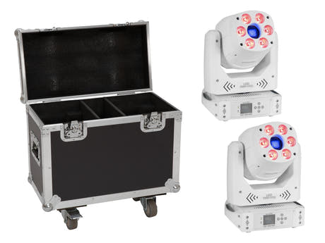EUROLITE Set 2x LED TMH-H90 Hybrid Teste Mobile Spot/Wash COB bianco + case