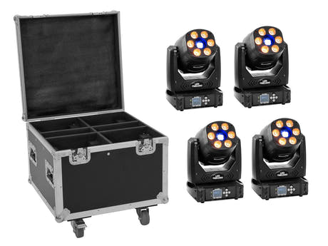 EUROLITE Set 4x LED TMH-H90 + case con ruote