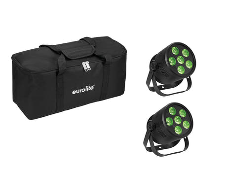 Set EUROLITE 2x LED Silent Par 6 QCL da pavimento bk + Borsa morbida