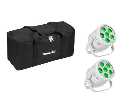 Set EUROLITE 2x LED Silent Par 6 QCL da pavimento wh + Borsa morbida