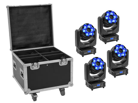 EUROLITE Set 4x LED TMH-H240 Beam/Wash/Flower Effect + Custodia