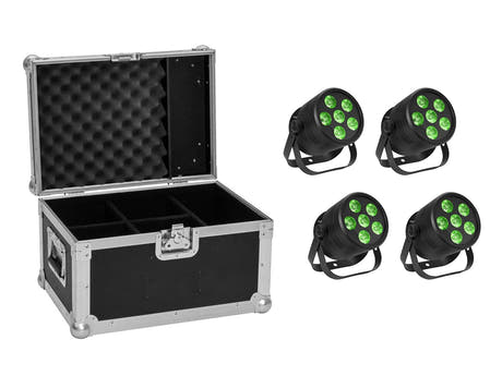 EUROLITE Set 4x LED Silent PAR 6 QCL Floor bk + Custodia