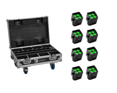 EUROLITE Set 8x AKKU Mini IP UP-4 QCL Spot MK2 + Case con funzione di ricarica