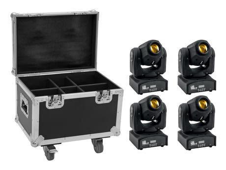 EUROLITE Set 4x LED TMH-17 Spot + Custodia con ruote