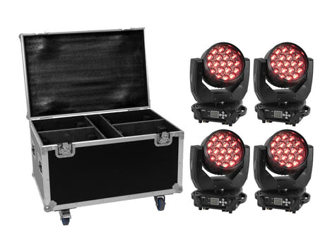 EUROLITE Set 4x LED TMH-X4 + Case con ruote