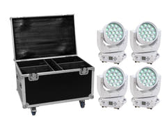 EUROLITE Set 4x LED TMH-X4 bianco + Custodia con ruote