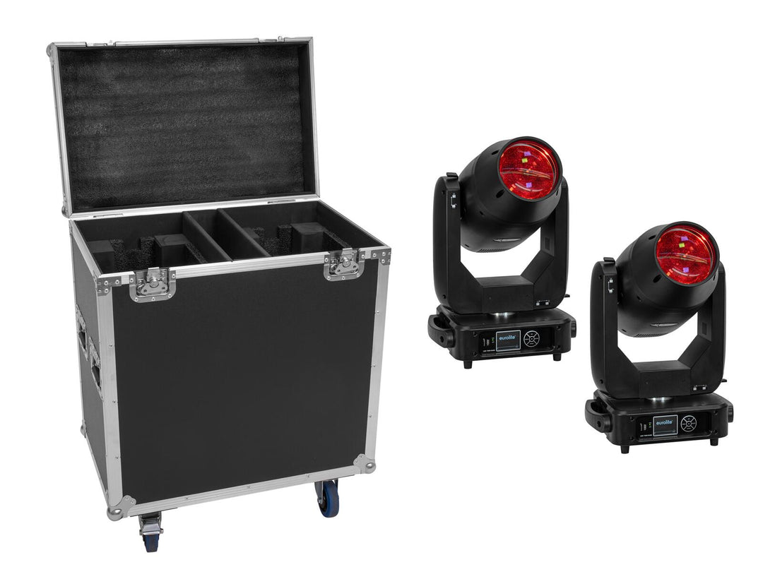 EUROLITE Set 2x LED TMH-S400 CMY + Custodia con ruote
