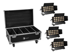 EUROLITE Set 4x LED CLS-18 QCL RGB/WW 18x7W + Flightcase con ruote