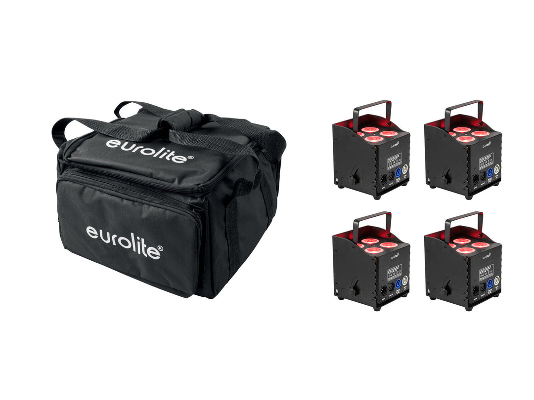EUROLITE Set 4x AKKU UP-4 QCL Spot QuickDMX MK2 + Borsa morbida