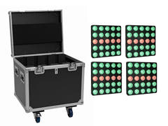 EUROLITE Set 4x LED Pixel Matrix Panel 5x5 RGB/WW + Flightcase con ruote