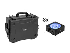 EUROLITE set 8x AKKU IP Flat Light SMD bk + Plastic case con trolley