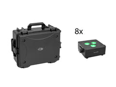 EUROLITE set 8x AKKU IP Flat Light 3 bk + Plastic case con trolley