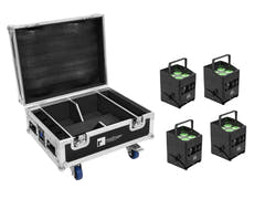 EUROLITE Set 4x AKKU IP UP-4 QCL Spot QuickDMX MK2 + Flightcase con ruote e funzione di ricarica