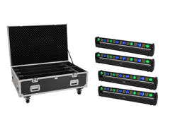 EUROLITE Set 4x LED BAR-8 SWING QCL bar + Flightcase con ruote