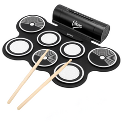 V-TONE RD7 Set di batteria elettronica – Roll-Up drum Kit con 7 Pad, Pedali e altoparlanti