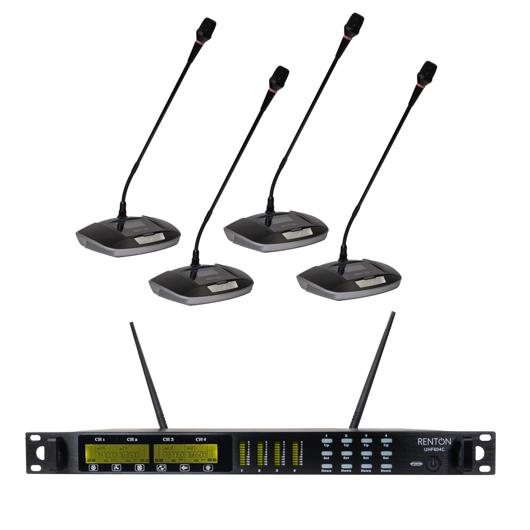 Renton Pro Sistema Microfonico Conferenza Wireless (4 canali)