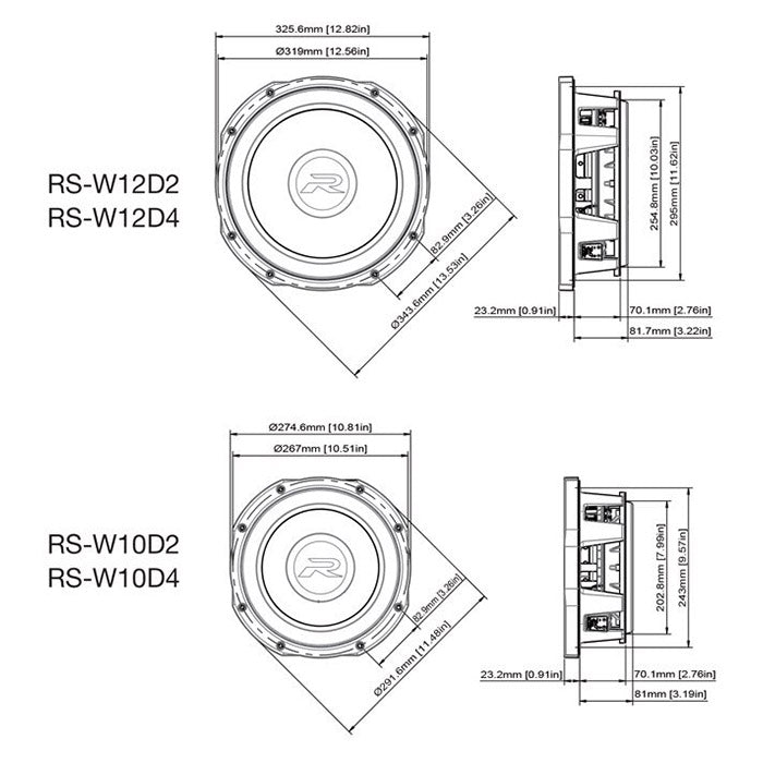 Subwoofer Alpine RS-W10D4 Shallow Type-R 10" 4+4 Ohm