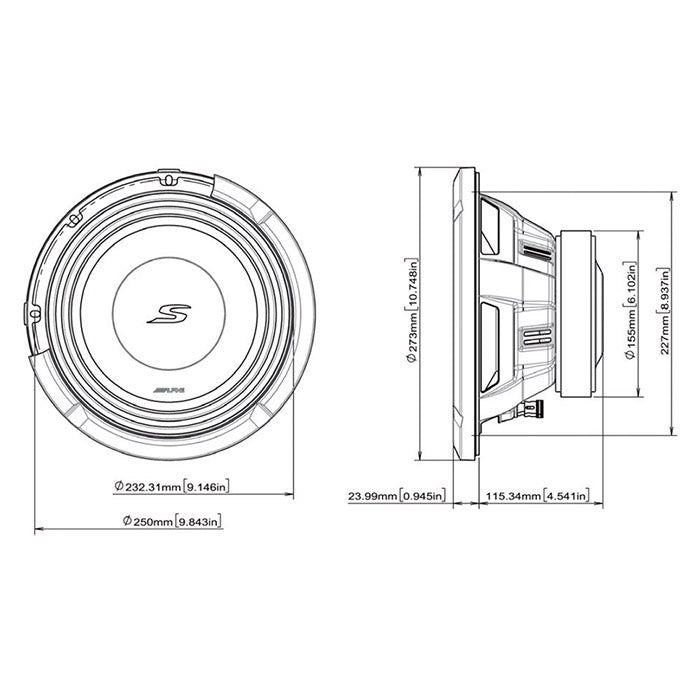 Alpine S2-W10D2 subwoofer 10" doppia bobina 2 ohm