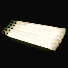 25 pezzi di bastoncini luminosi 6'' con cordino (Bianco)