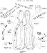 GEWA maniglia di trasporto con rivetti per custodia per violoncello Idea Original Carbon 2.9