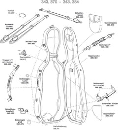 GEWA maniglia di trasporto con rivetti per custodia per violoncello Idea Original Carbon 2.9